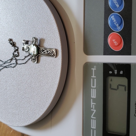 Ancient Roman Glass Sterling Silver Cross Necklace with Chain - Picture 8 of 10